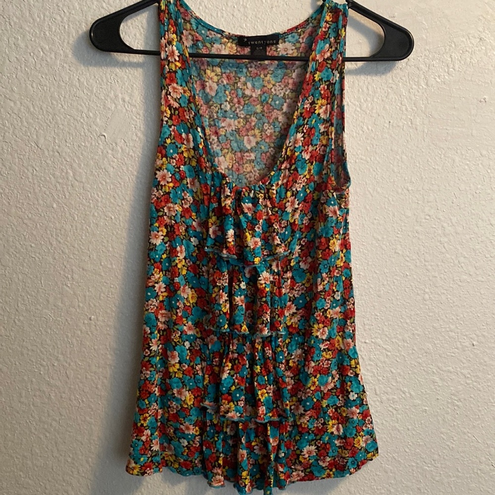 Twenty one floral ruffle tank top